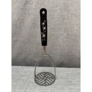 Vintage Ekco Atomic Starburst Black Potato Masher Mid Century Kitchen Utensil